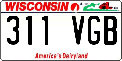 WI license plate 311VGB