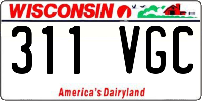 WI license plate 311VGC