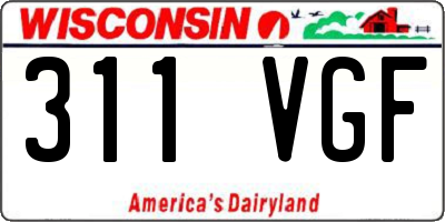 WI license plate 311VGF