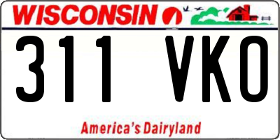 WI license plate 311VKO