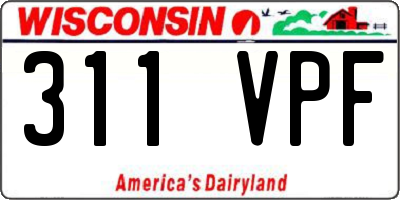 WI license plate 311VPF