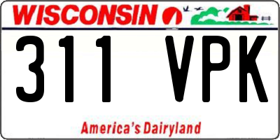 WI license plate 311VPK