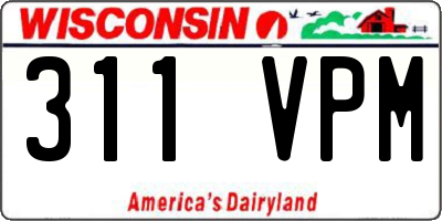 WI license plate 311VPM