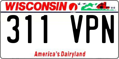 WI license plate 311VPN