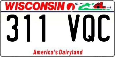 WI license plate 311VQC