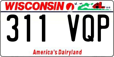 WI license plate 311VQP