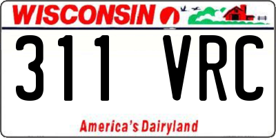WI license plate 311VRC