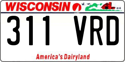 WI license plate 311VRD