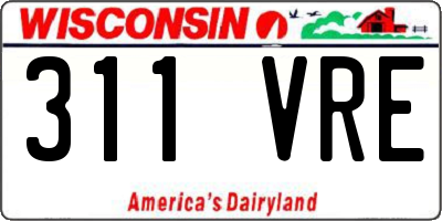 WI license plate 311VRE
