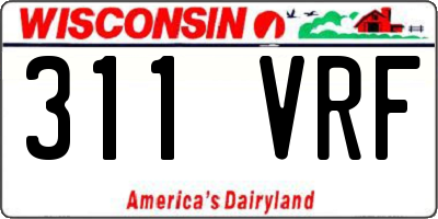 WI license plate 311VRF
