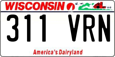 WI license plate 311VRN