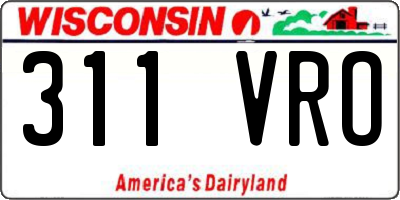 WI license plate 311VRO
