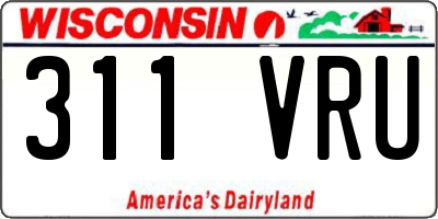 WI license plate 311VRU