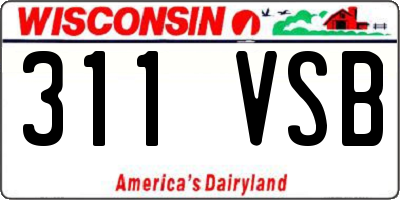 WI license plate 311VSB