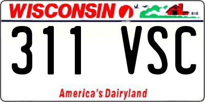 WI license plate 311VSC