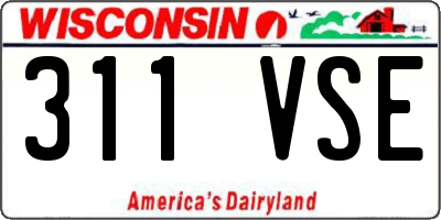 WI license plate 311VSE