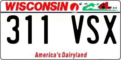 WI license plate 311VSX