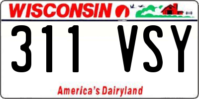 WI license plate 311VSY