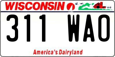WI license plate 311WAO