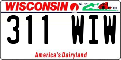 WI license plate 311WIW