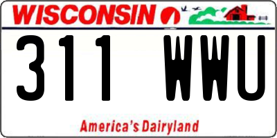 WI license plate 311WWU