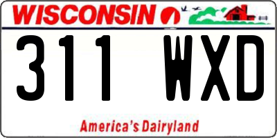 WI license plate 311WXD