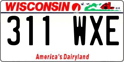 WI license plate 311WXE