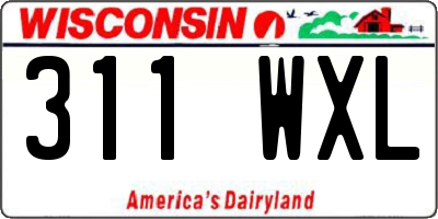 WI license plate 311WXL