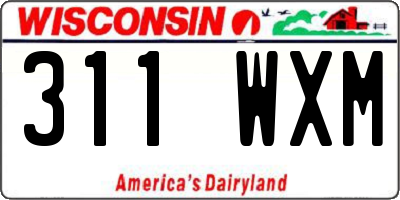 WI license plate 311WXM