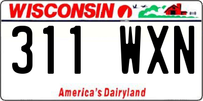 WI license plate 311WXN