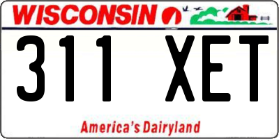 WI license plate 311XET