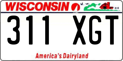 WI license plate 311XGT