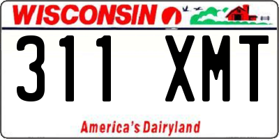 WI license plate 311XMT