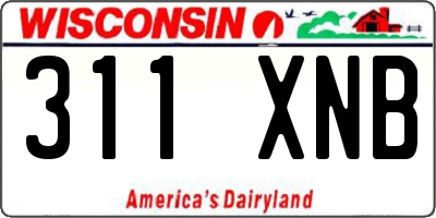 WI license plate 311XNB