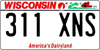 WI license plate 311XNS