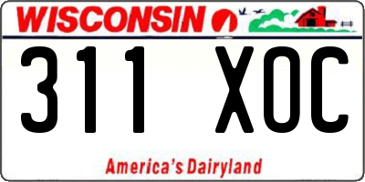 WI license plate 311XOC