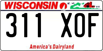 WI license plate 311XOF