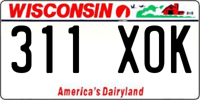 WI license plate 311XOK