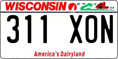 WI license plate 311XON