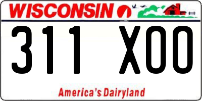 WI license plate 311XOO