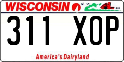 WI license plate 311XOP