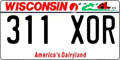 WI license plate 311XOR