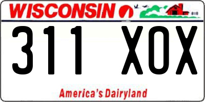 WI license plate 311XOX