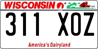WI license plate 311XOZ