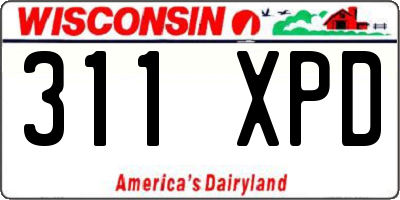 WI license plate 311XPD