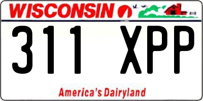 WI license plate 311XPP