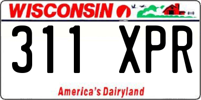 WI license plate 311XPR