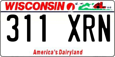WI license plate 311XRN