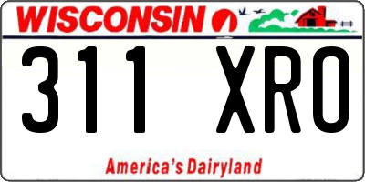 WI license plate 311XRO