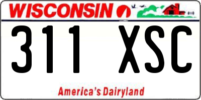 WI license plate 311XSC